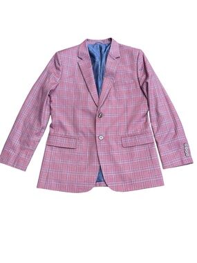 Bebe Tailor Custom Plum Pink Plaid Classic Two Button Sport Coat Blazer (36R)